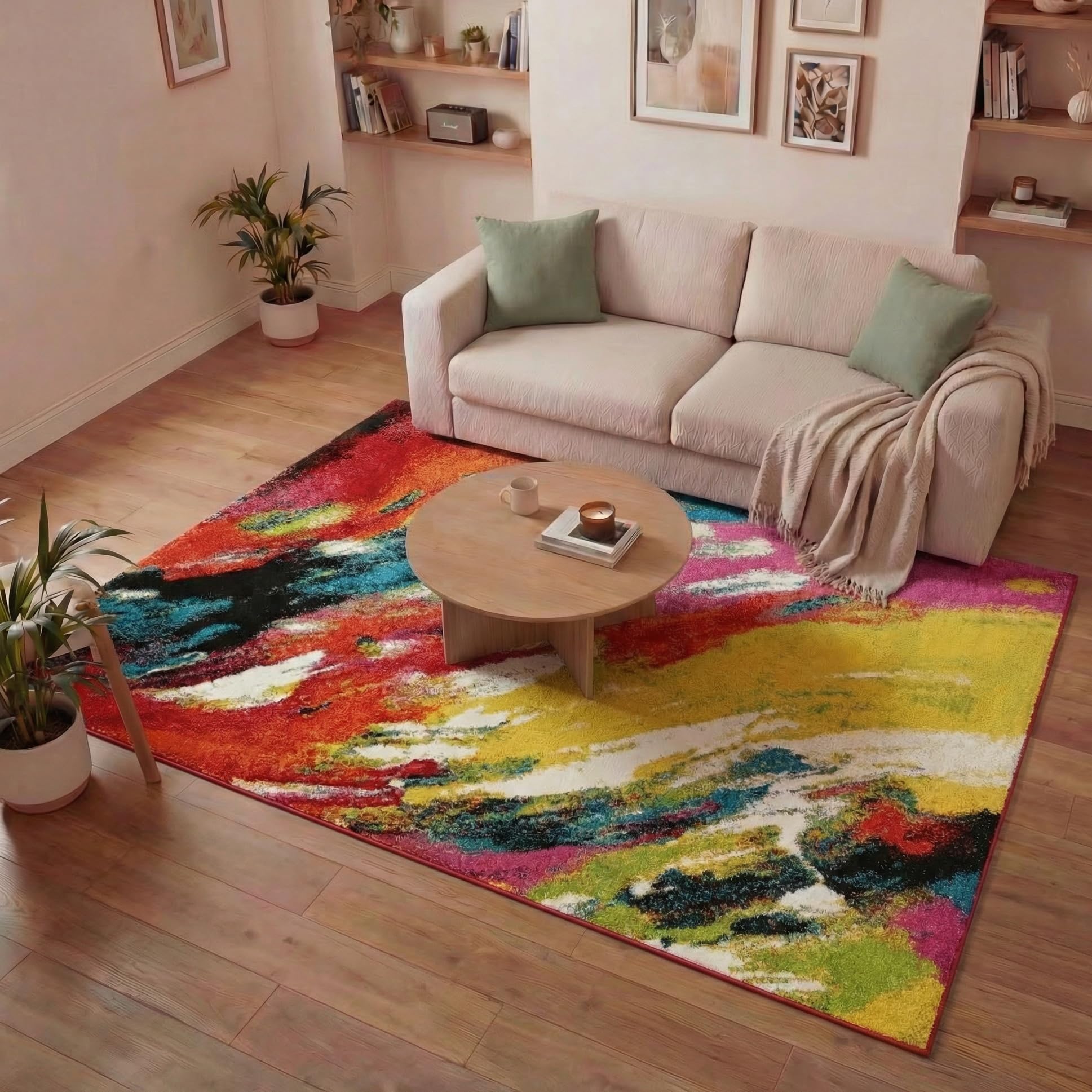 Lord of Rugs Art Colourful Rug for Living Room, Bedroom, Hallway, Nursery Modern Abstract Area Carpet Soft Pile Pictorial Pop Vibrant Multicolours Rug ART102 Multi Large 160x220 cm (5'3"x7'6")