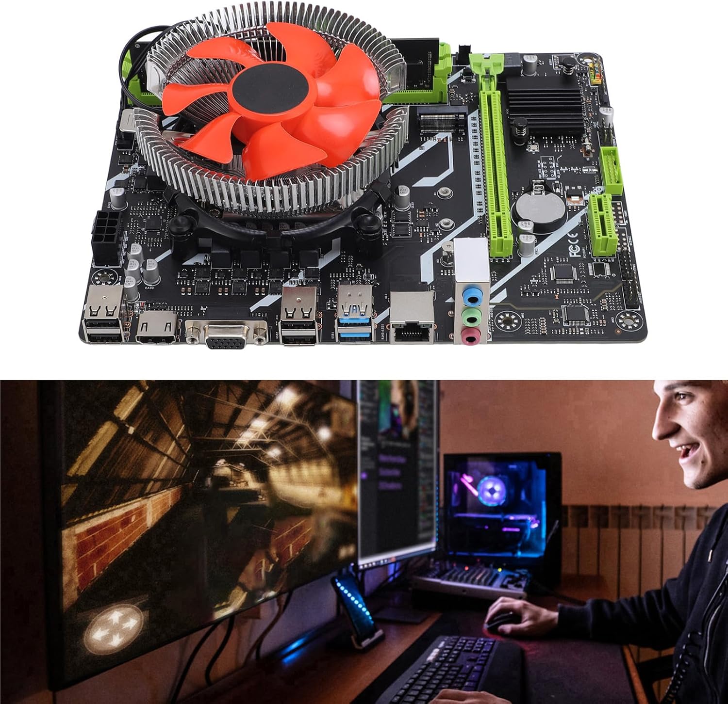 CPU Motherboard Kit, 4 Core 4 Thread Desktop Processor 2 Channel 16G DDR4 USB3.0 M.2 PCI E NVME VGA RJ45 USB3.0 16X Slot Desktop Gaming Mainboard CPU for i6/7/8/9 for I5 6500