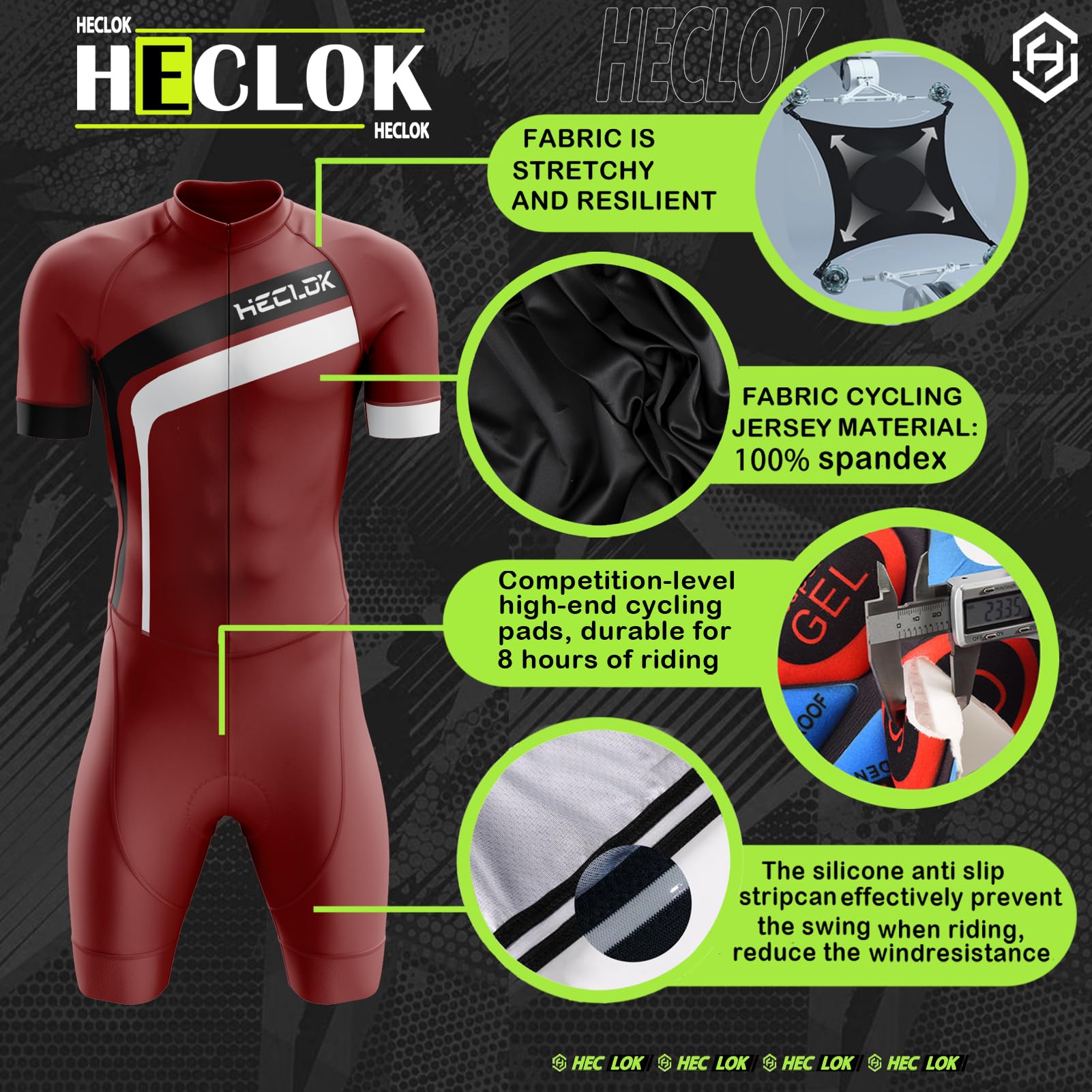 Herren Pro Fahrrad Skinsuit Kurzarm＋Fahrradmatten in Rennsportqualität,Laufen Schwimmen Fahrradfahren Skinsuit,Gepolstert Einteilig Trisuit,Triathlon Anzug Herren,Kompression Duathlon