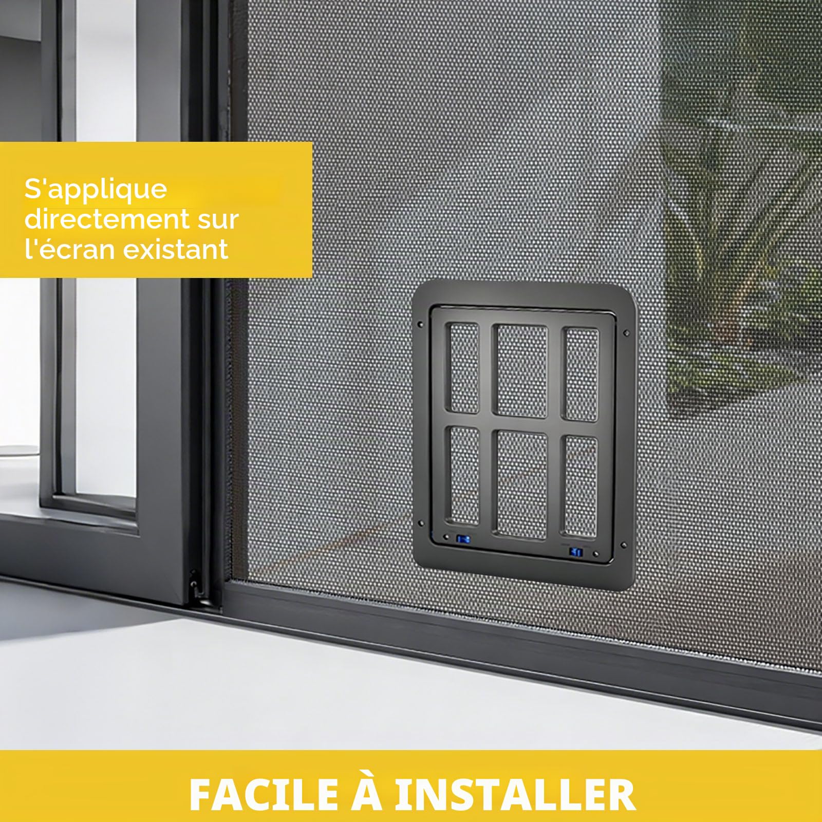 Fenêtre de Porte de Chien pour Porte Coulissante, Grande Porte de Chat pour Porte de Fil, Fenêtre ou Porche - Noir