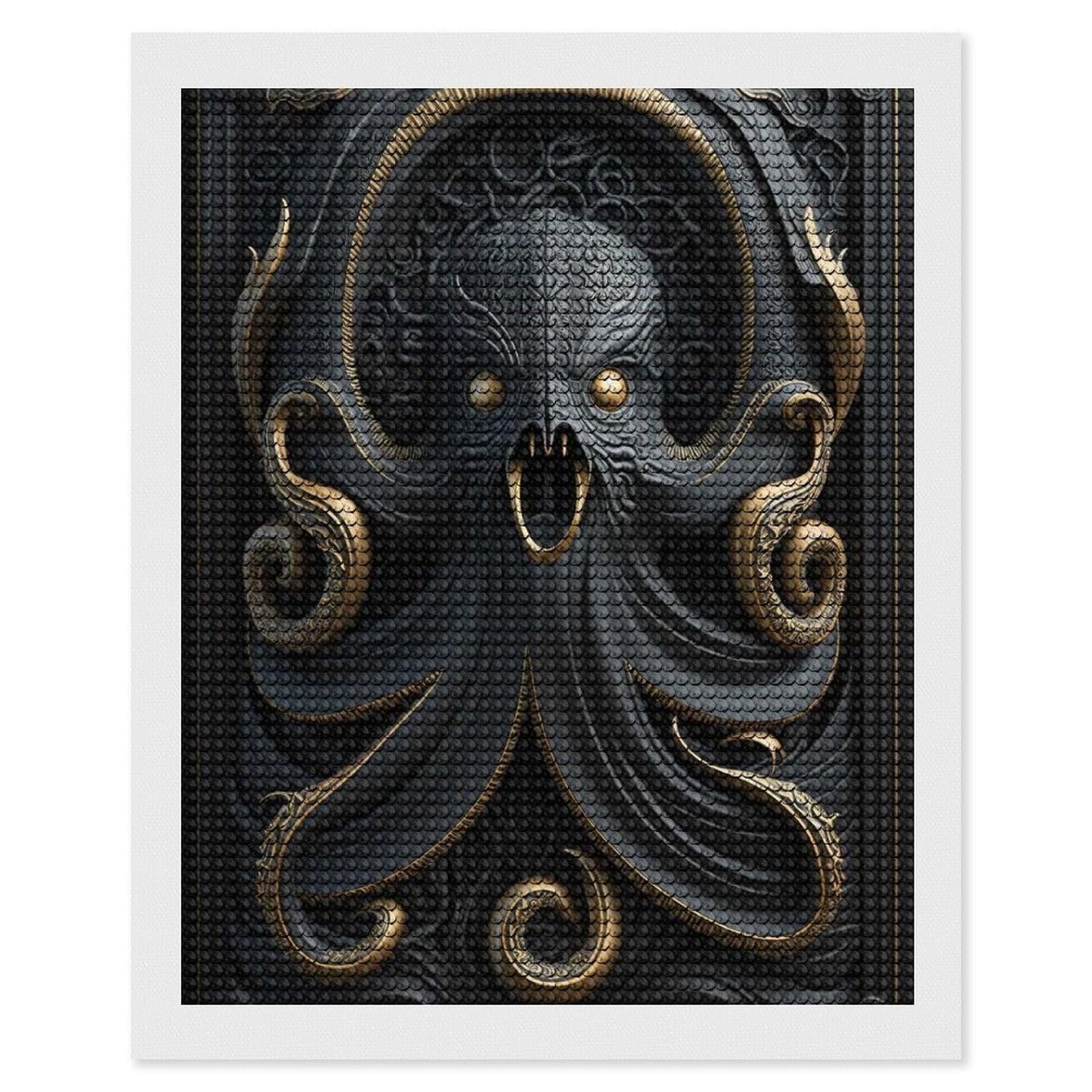 Junmoney Kraken Octopus Gold Decor Diamond Painting Canvas Set 16"x20", with Tool Kit, Easy to Enjoy, Home Wall Decor, Thoughtful Handmade Gift