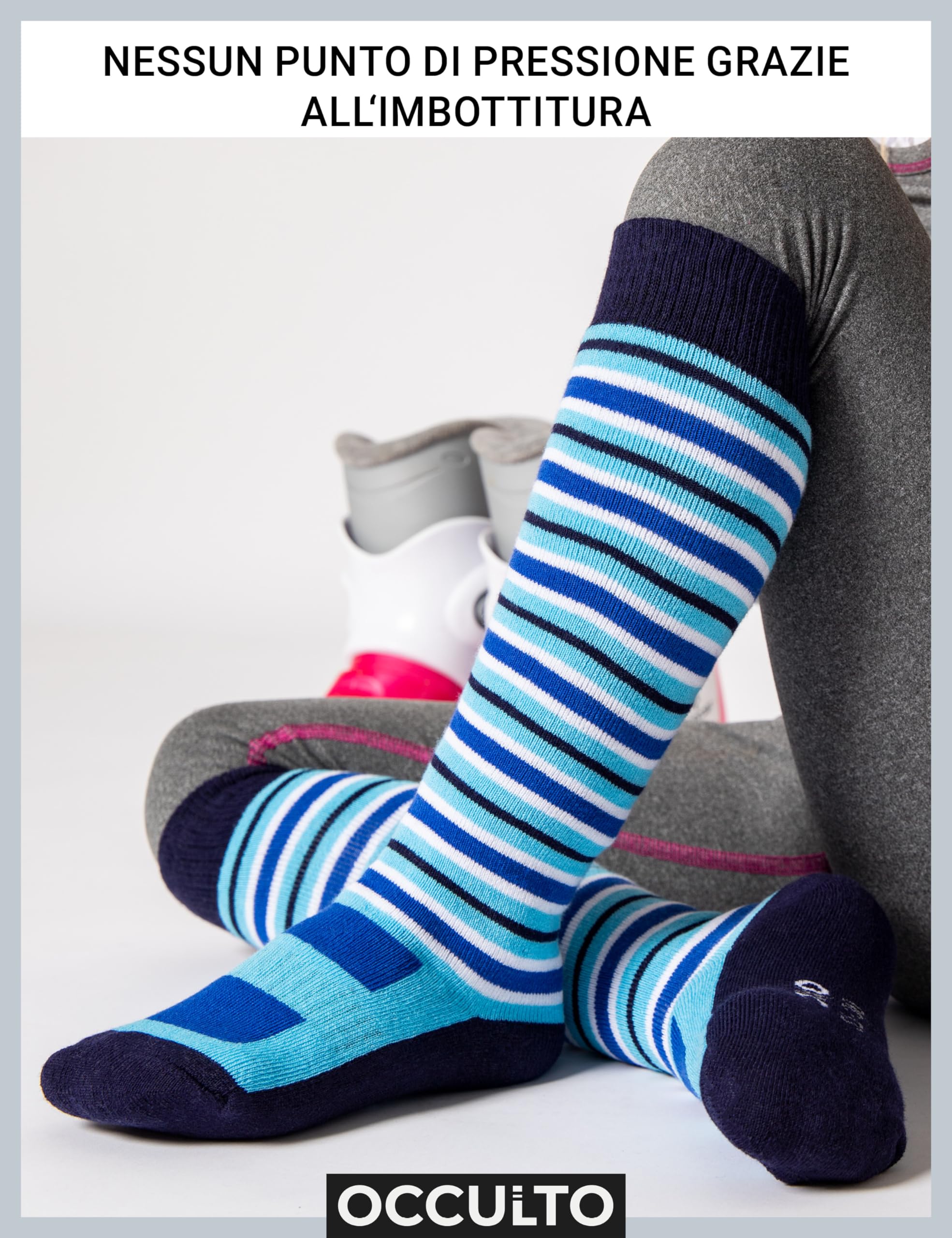 Occulto 2 Paia di Calze da Sci per Bambini Ragazzi e Ragazze Calzini Termici Invernali Caldi per Bambini