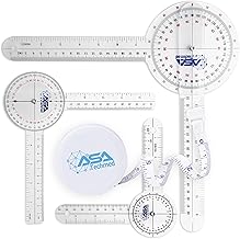 ASA TECHMED Goniometer Set 4 Pieces 12", 8", 6" Body Measuring Tape - Physical Therapy, Occupational Therapy, Fitness, Medical Protractor Angle Ruler
