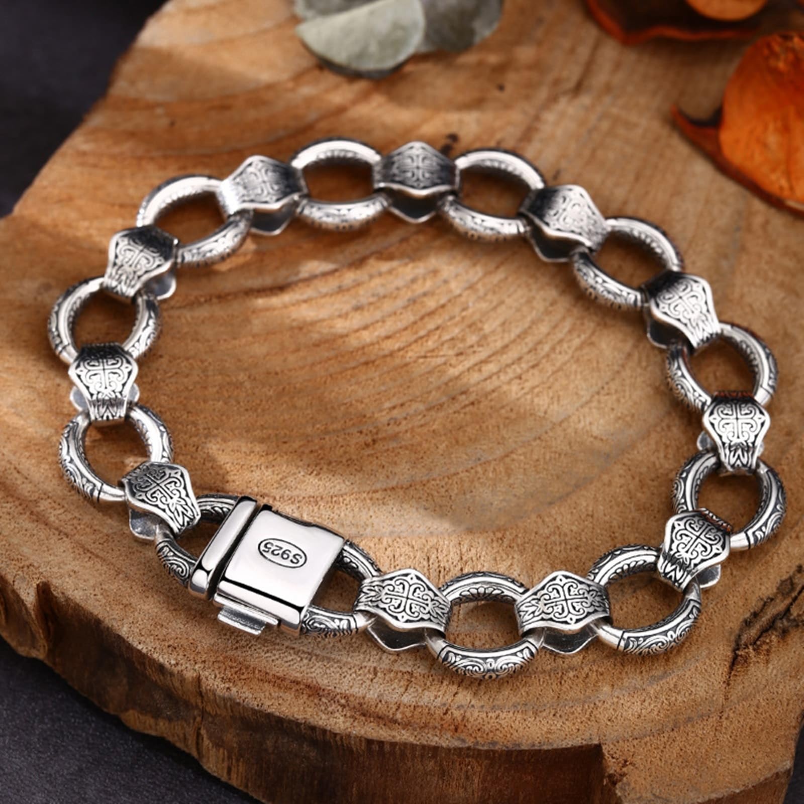 Herren Armbänder 925er Silber Kreis Vintage Armreifen
