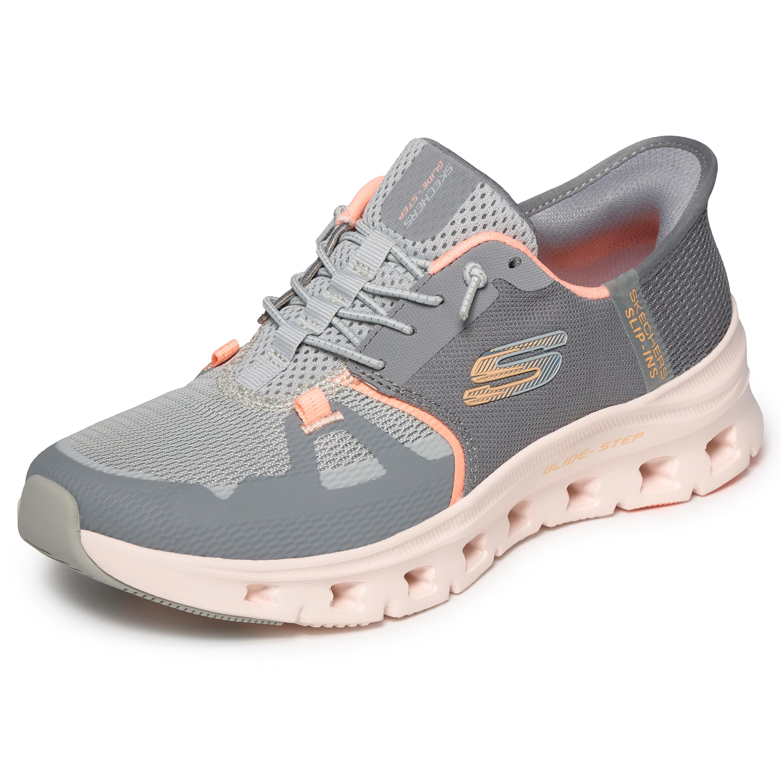 Skechers Damen Glide-Step Pro Slip-InTurnschuhe, Gray Mesh/Orange Trim, 40 EU