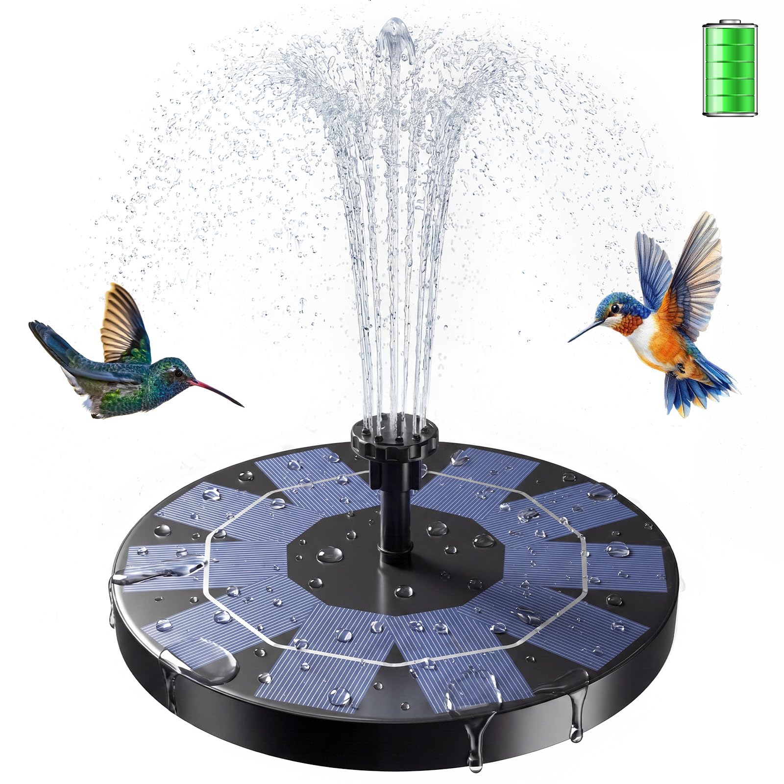 AISITIN Solar Springbrunnen für Außen Verbesserter, Solarbrunnen für Draussen mit 6 Sprüh Effekten, Solar Teichpumpe Solar Schwimmender Fontäne Pumpe für Garten,Vogeltränke