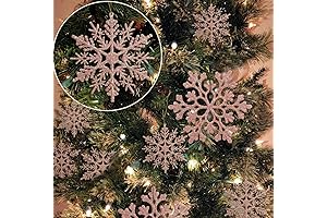 ROSE GOLD CHRISTMAS ORNAMENTS - SET OF 36 ELEGANT SNOWFLAKE ORNAMENTS