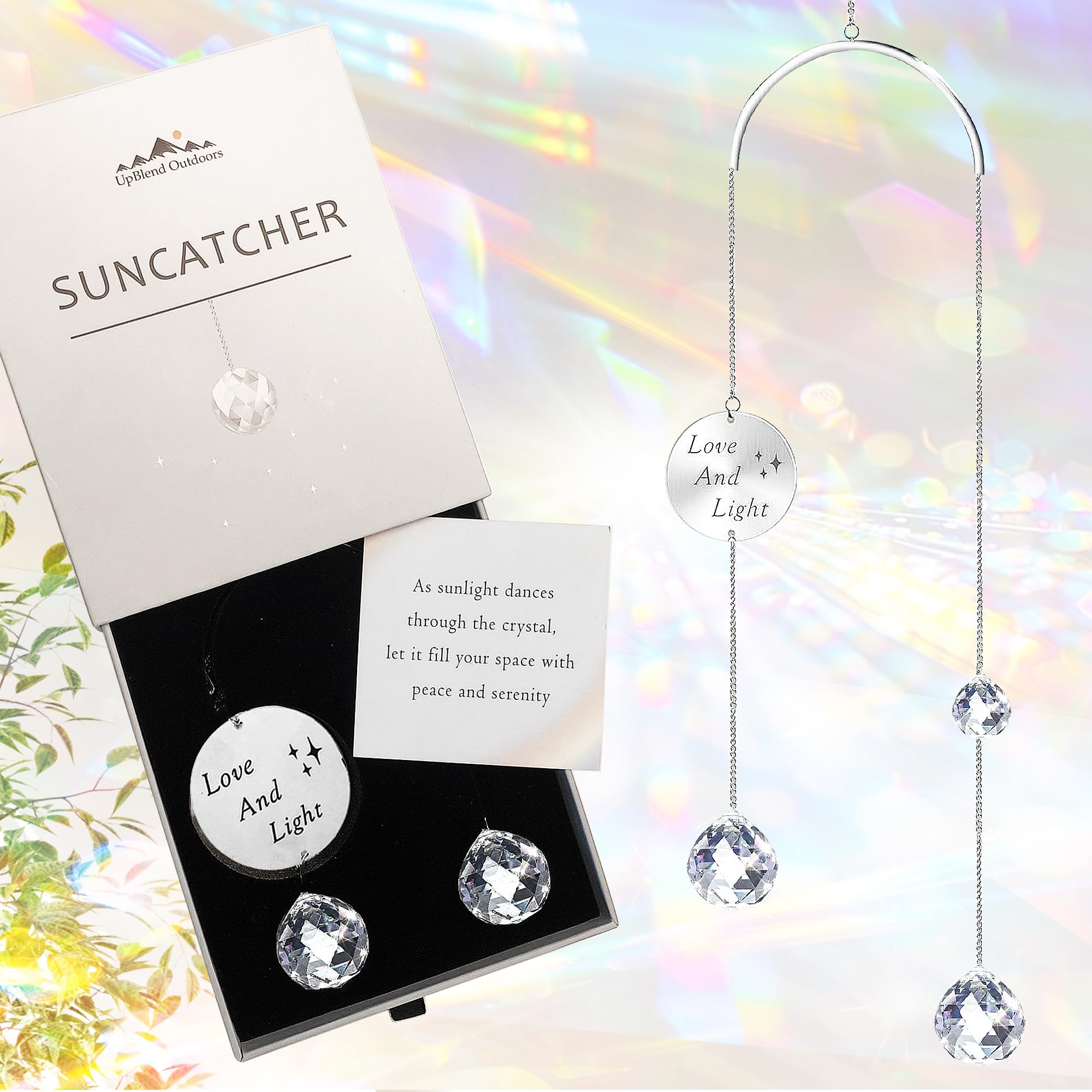 Crystal Suncatcher Rainbow Maker for Windows, Gift-Ready Hanging Prism Sun Catcher with K9 Crystal, Creates Colorful Rainbows, Love and Light Gift for Mom, Women, Teachers, Bedroom, Office