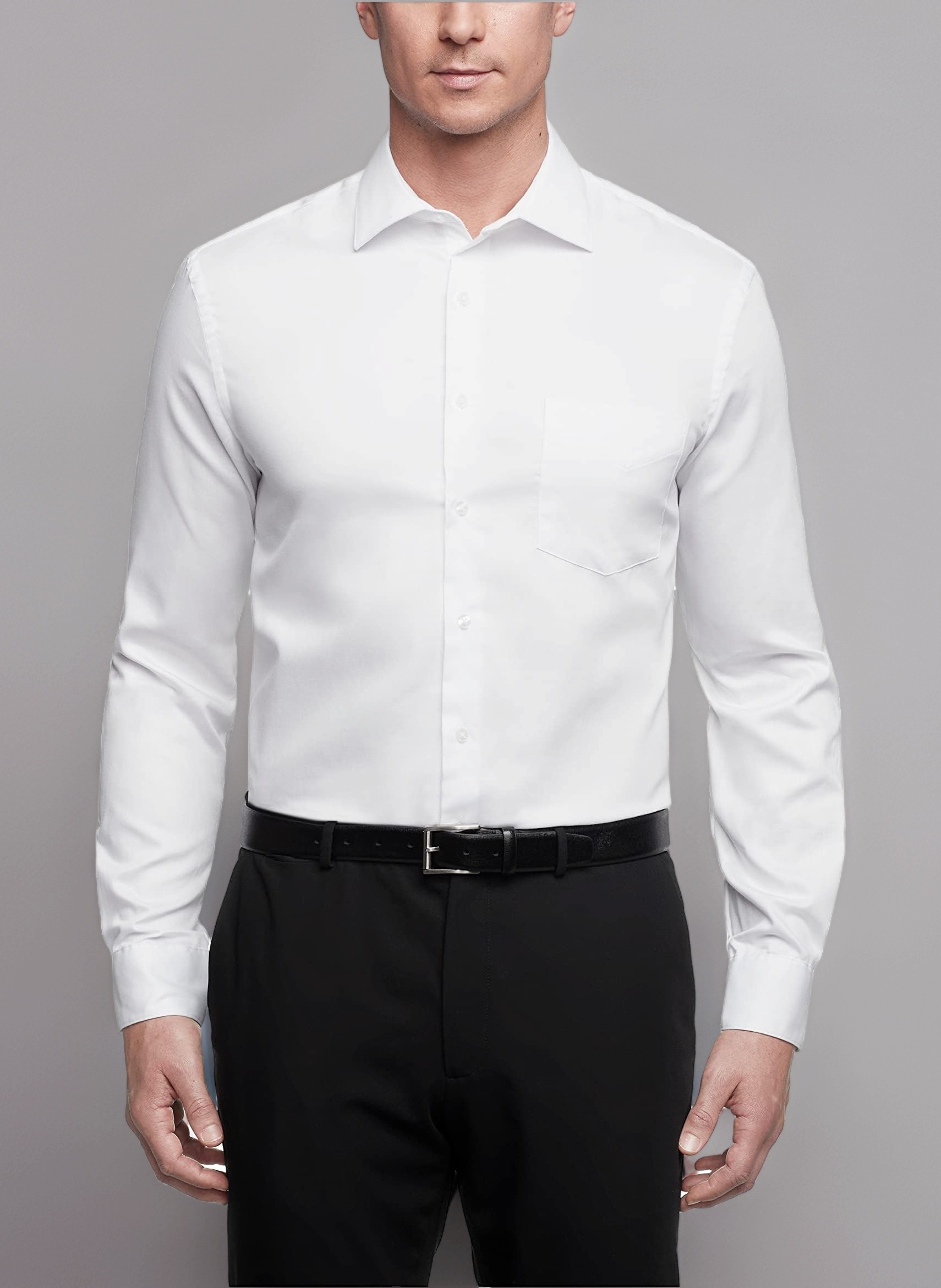 Van Heusen Men's Dress Shirts Regular Fit Lux Sateen Stretch Solid