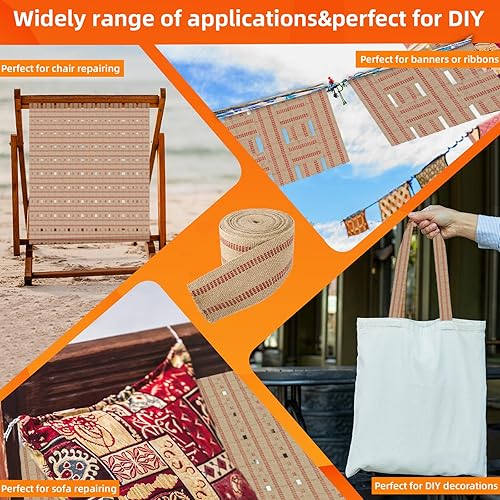 Miniatura 5 de YaeCCC Cinta de yute para manualidades, 3.5 pulgadas x 10 yardas, 11 libras resistente para reparación de sillas, manualidades, cinta de arpillera,