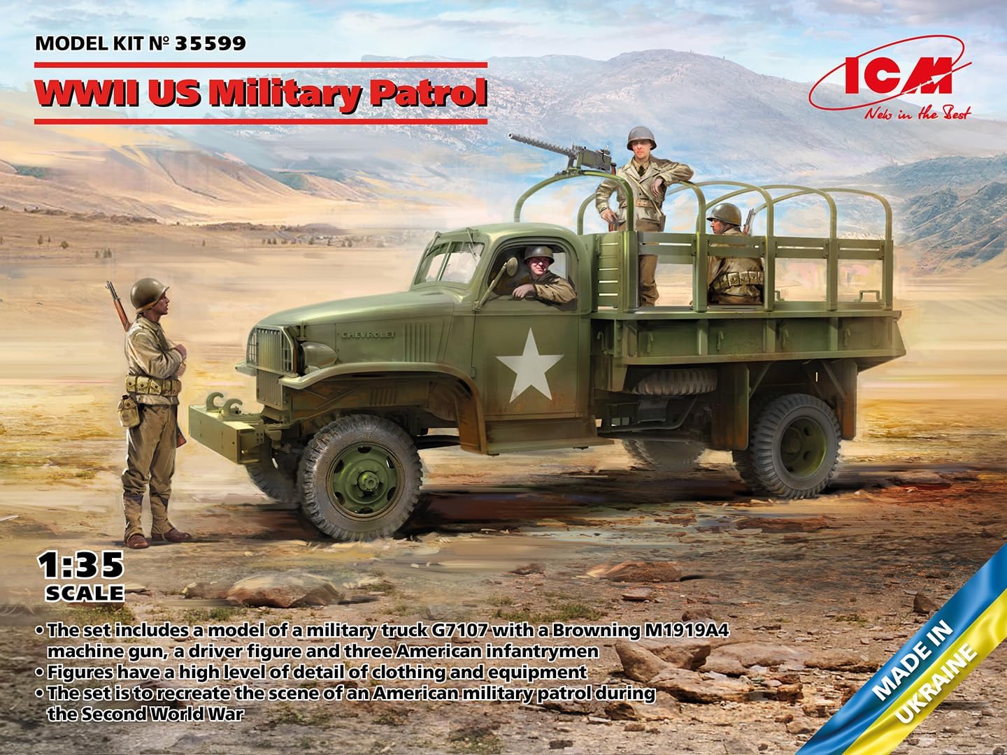 ICM 35599 - WWII US Military Patrol (G7107 with MG M1919A4) - Scale 1:35