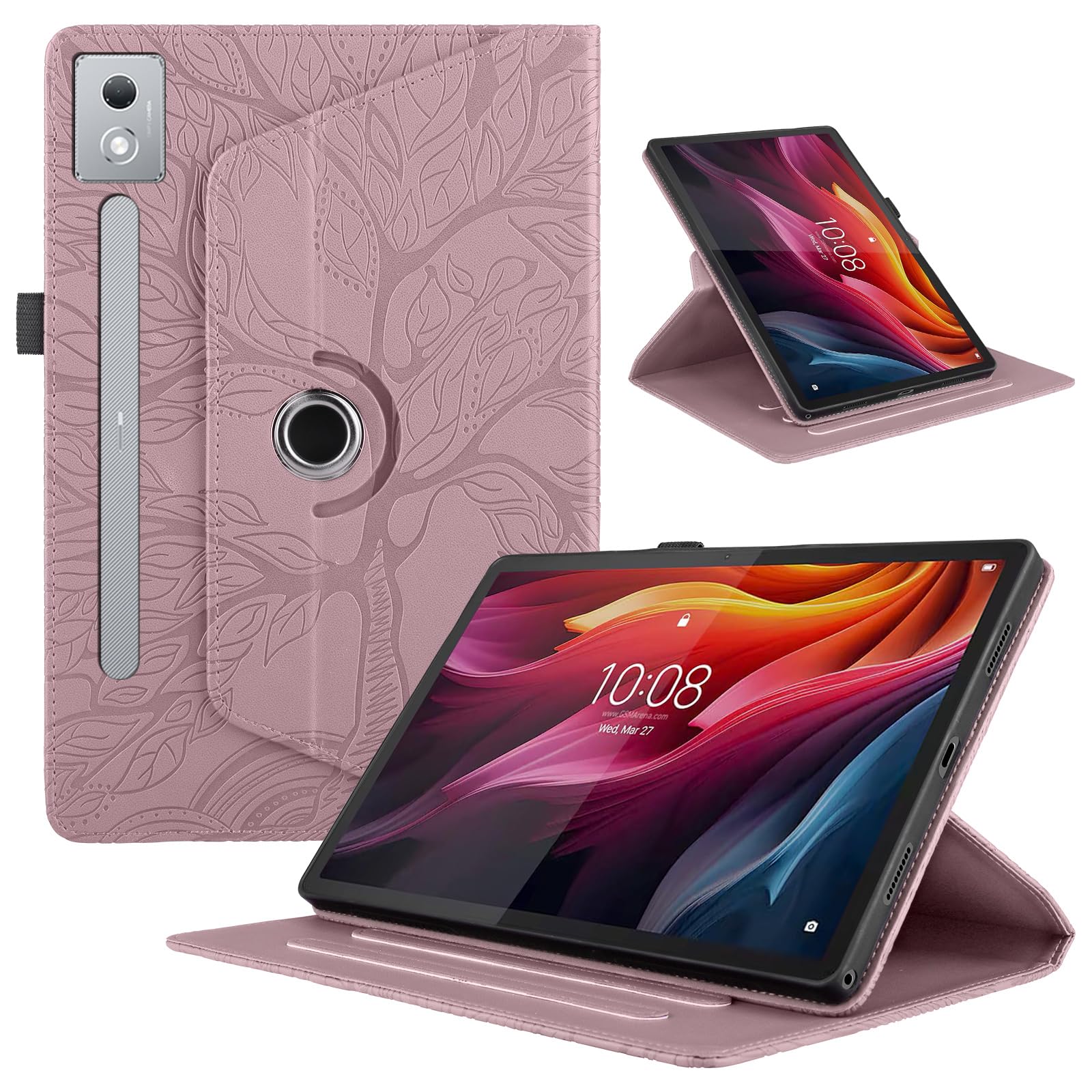 Funda para Samsung Galaxy Tab S9/ S8/ S7 11" (SM-X710/X700/T870) PU Cuero Tablets Protectora Cover 360°Carcasa Giratoria de ángulo Múltiple Stand Función Tablets Funda,Rojo Árboles — view 130