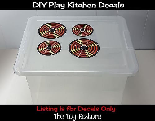Miniatura 2 de The Toy Restore Adhesivos de repuesto DIY Kids Play Cocina 4 Quemadores Juego Estufa Pretende Brillante a todo Color