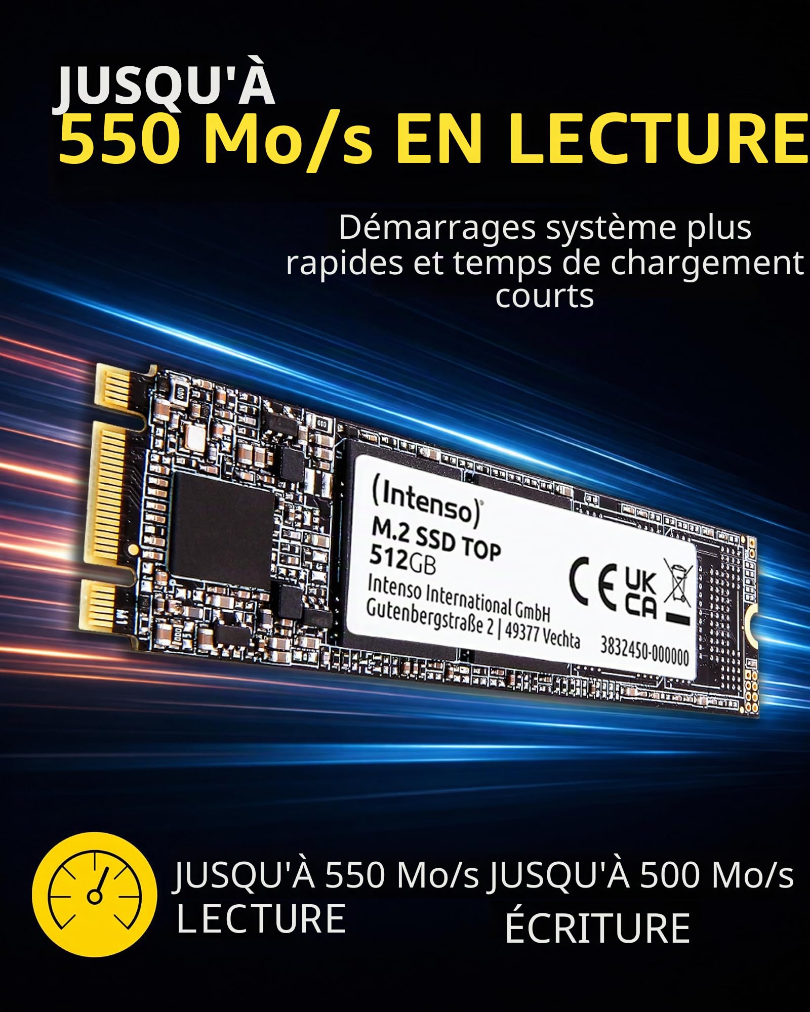 Intenso M.2 Disque SSD Interne SATA III Top, 512 GO, 550 Mo/s