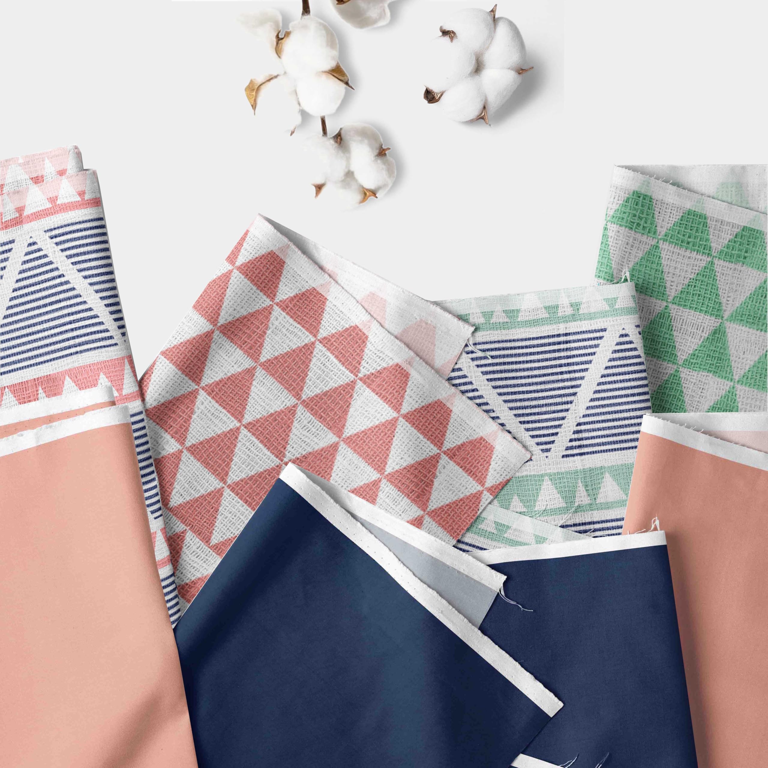 Bacati - 100 Percent Breathable Cotton Muslin/Percale 10 Piece Nursery Baby Crib Bedding Set for Boys/Girls Including 4 Swaddling Blankets US Standard Crib (Aztec Coral/Mint/Navy)