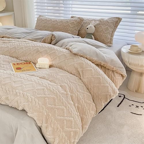 Juego de funda de edredón esponjosa, juegos de ropa de cama bohemios de 3 piezas, franela de terciopelo ultra suave y acogedor, funda de edredón de