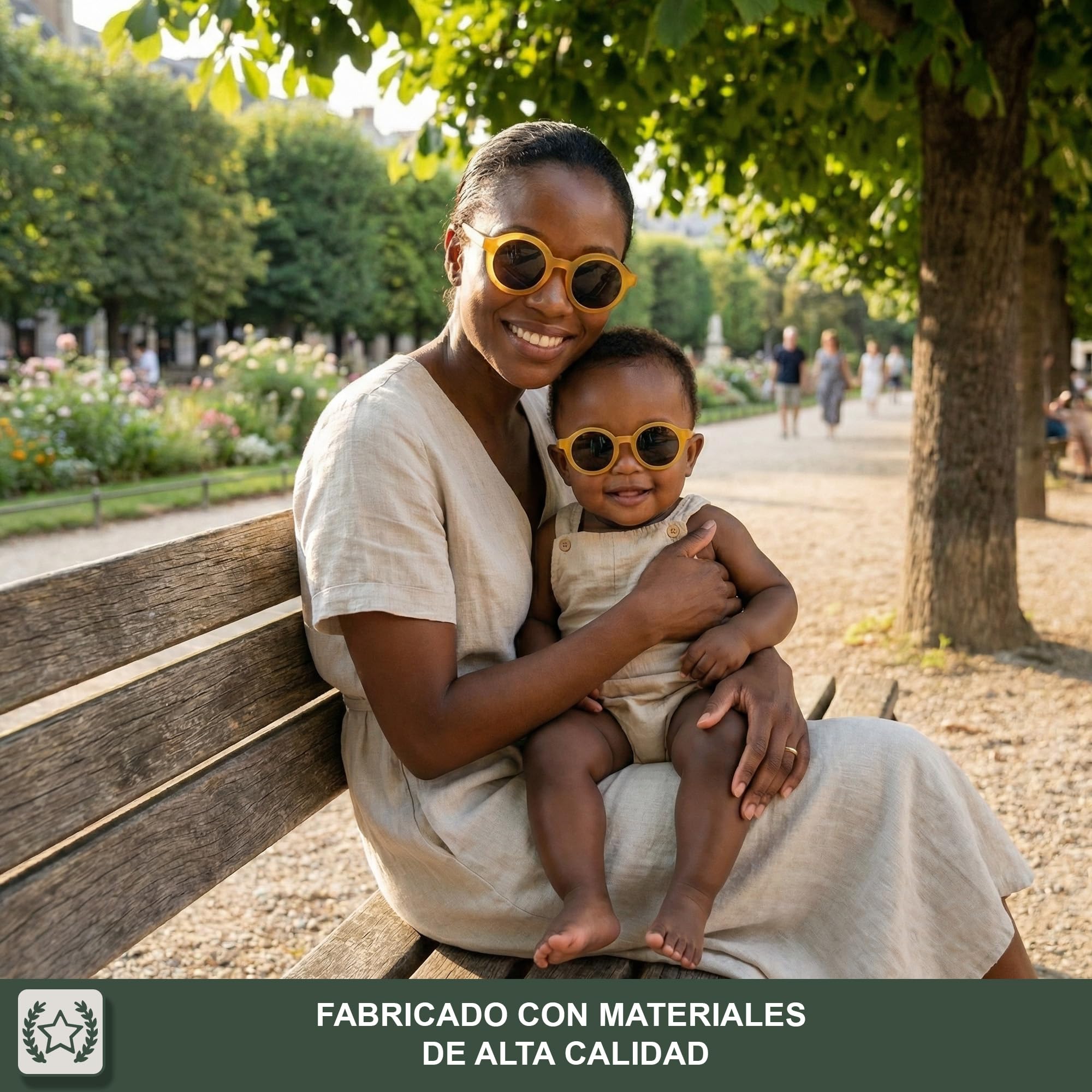 BABYMOCS Gafas de sol para bebé de 0 a 1,5 años, protección 100% UV400, cat. 3, marco de bioplastia reciclado, sin BPA, gafas de sol redondas para bebé, niños y niñas, diseño sueco, incluye bolsa