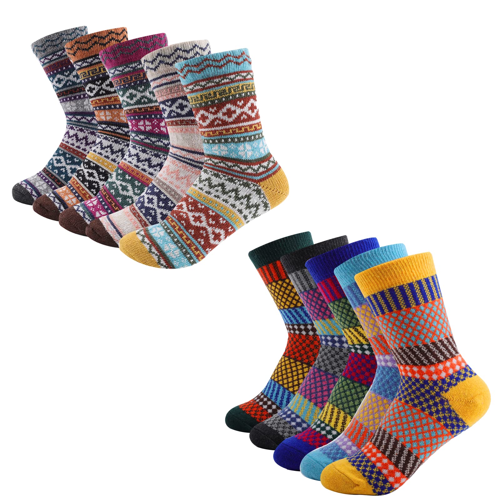Taotique Warm Socks, 10 Pairs Women Wool Socks for Winter Soft and Thick Knit Cozy Crew Socks Christmas Socks