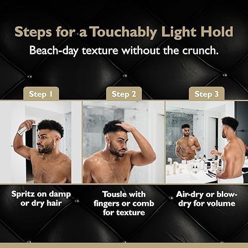 Miniatura 6 de Spray de sal marina textura ligera, volumen y sujeción flexible con sal de Epsom y provitamina B5 (paquete de 2, azafrán brasa)