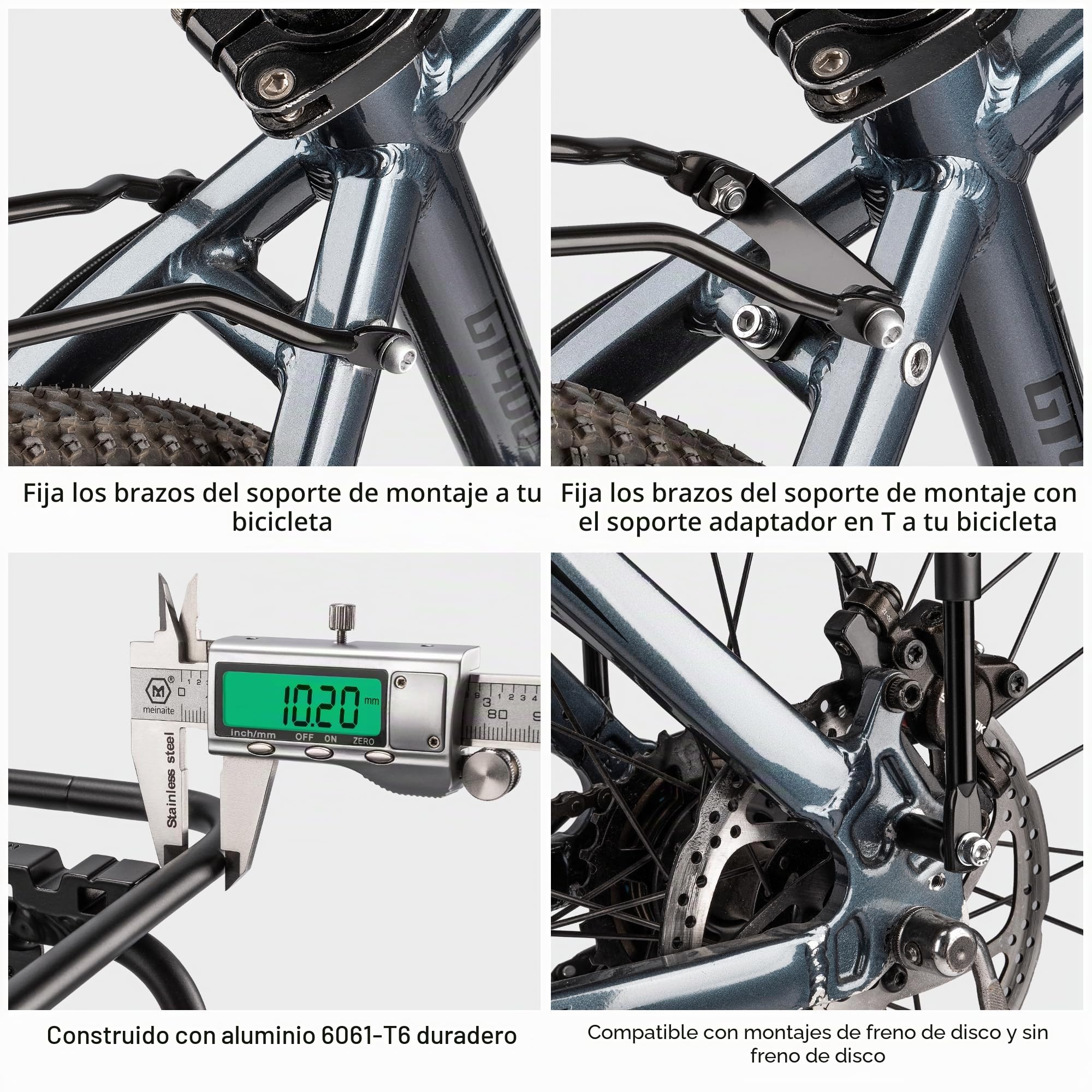 Portaequipajes trasero para bicicleta – Portaequipajes compatible con el sistema MIK, portaequipajes para bicicleta con frenos de disco/sin frenos de disco – Altura ajustable para cuadros de 26"-29"
