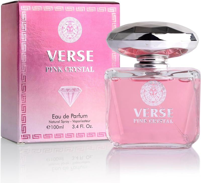 Verse Pink Crystal Eau De Parfum for Woman - Top Notes of Pomegranate, Yuzu & Iced Accord - Base Notes of Peony, Lotus, Magnolia, Amber, Musk & Mahogany - Floral & Fruity Scent - Elegant 100ml Bottle