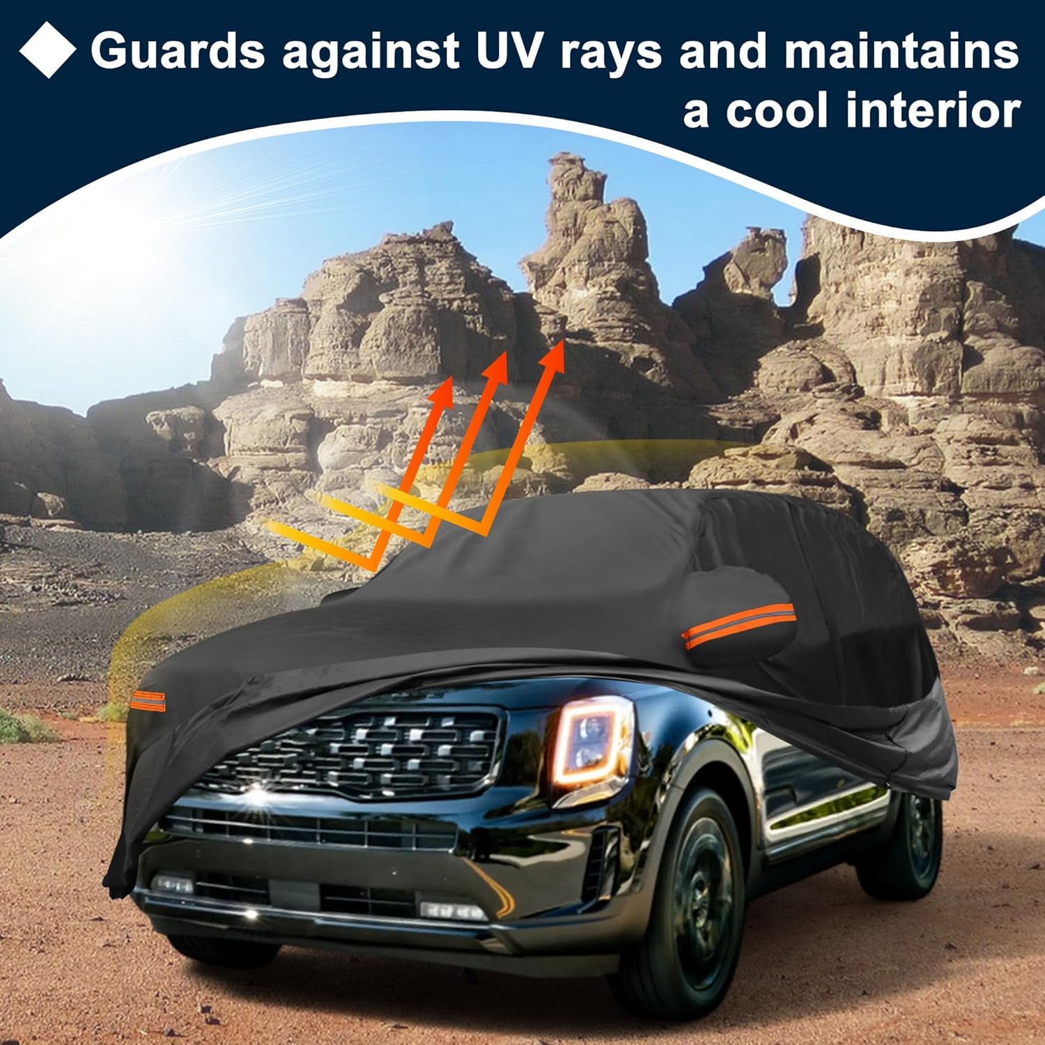 Car Cover Waterproof Custom Fit for Kia Telluride All Weather for Automobiles Outdoor Snow Sun Dust UV Protection Full Exterior Cover with Door Zipper