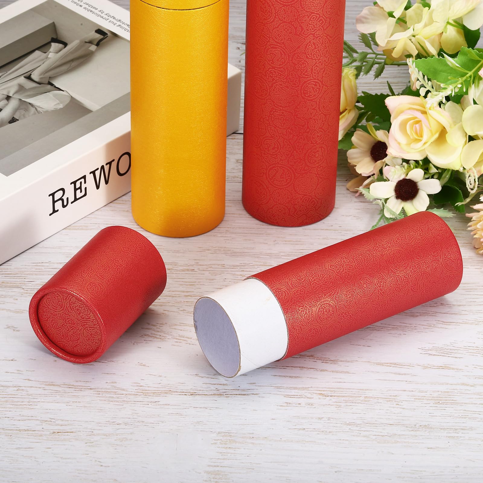 PATIKIL 2 Pulgadas x 9 Pulgadas Póster Tubo, 2 Paquete Foto Almacenamiento Tubo Caligrafía Pintura Tubos Correo Tubos para Papel Arte Documentos, Rojo