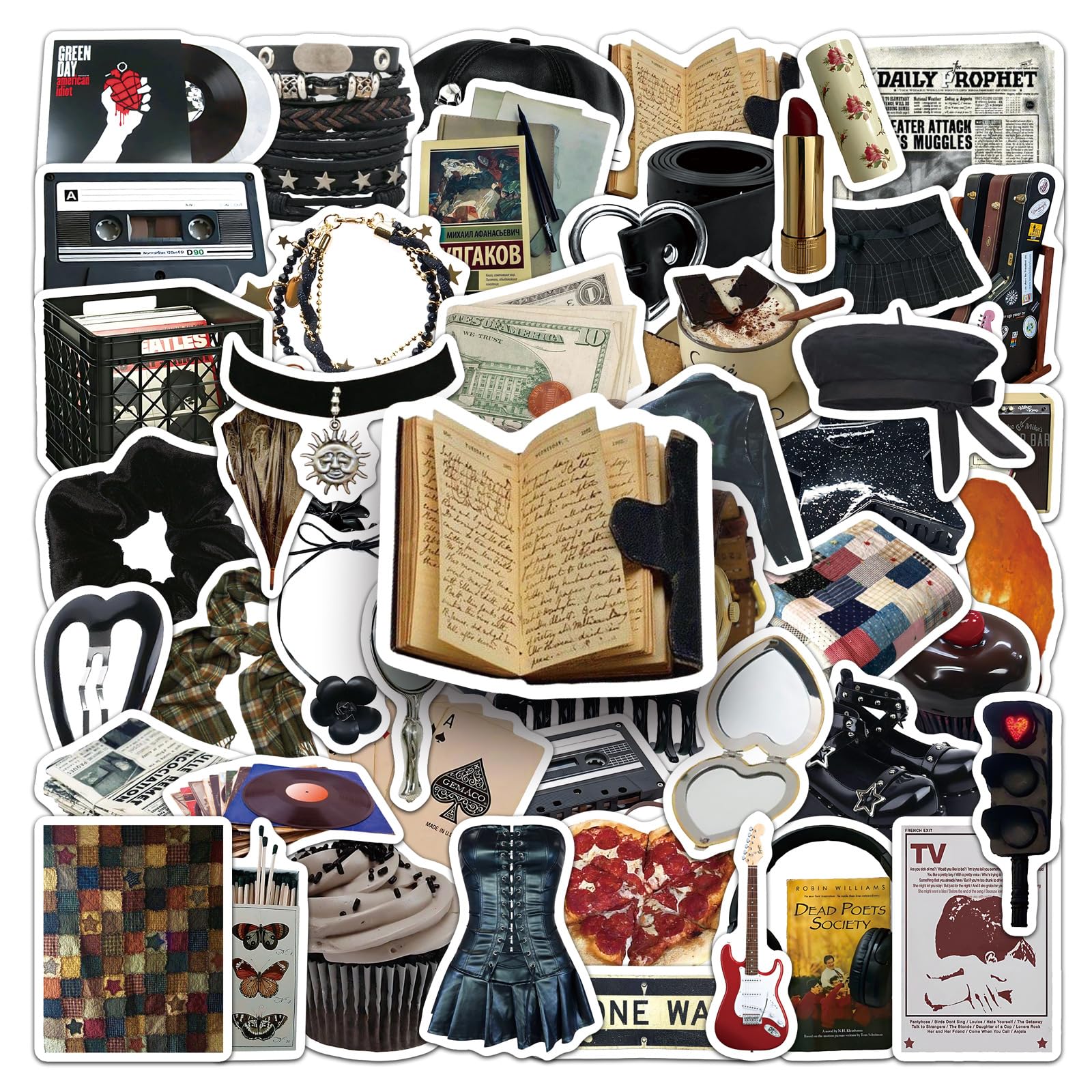 Lylsdsb Downtown Girl 50Pcs Dark Academia Stickers Vintage Style Vinyl Decals For Laptops Skateboards Luggage Helmets Bikes And Phones Fans Lovers And Academic Vibe Enthusiasts