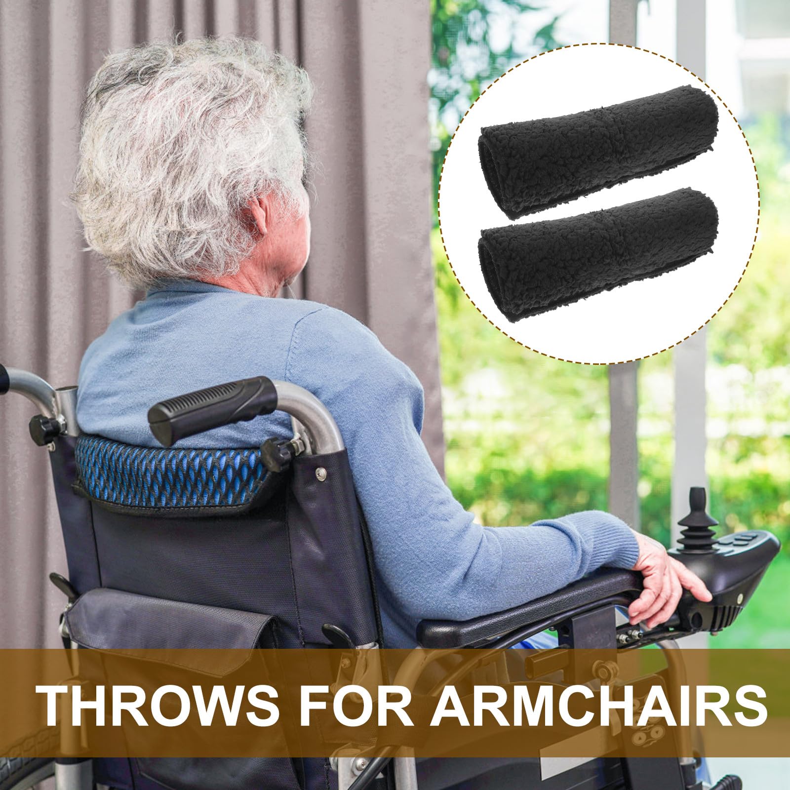 Funda Desmontable para Repozos de Silla de Oficina Par de Cojines Anslizantes de Piel de Oveja Almohadillas Cómodas para Brazos Accesorios para Sillas de Ruedas