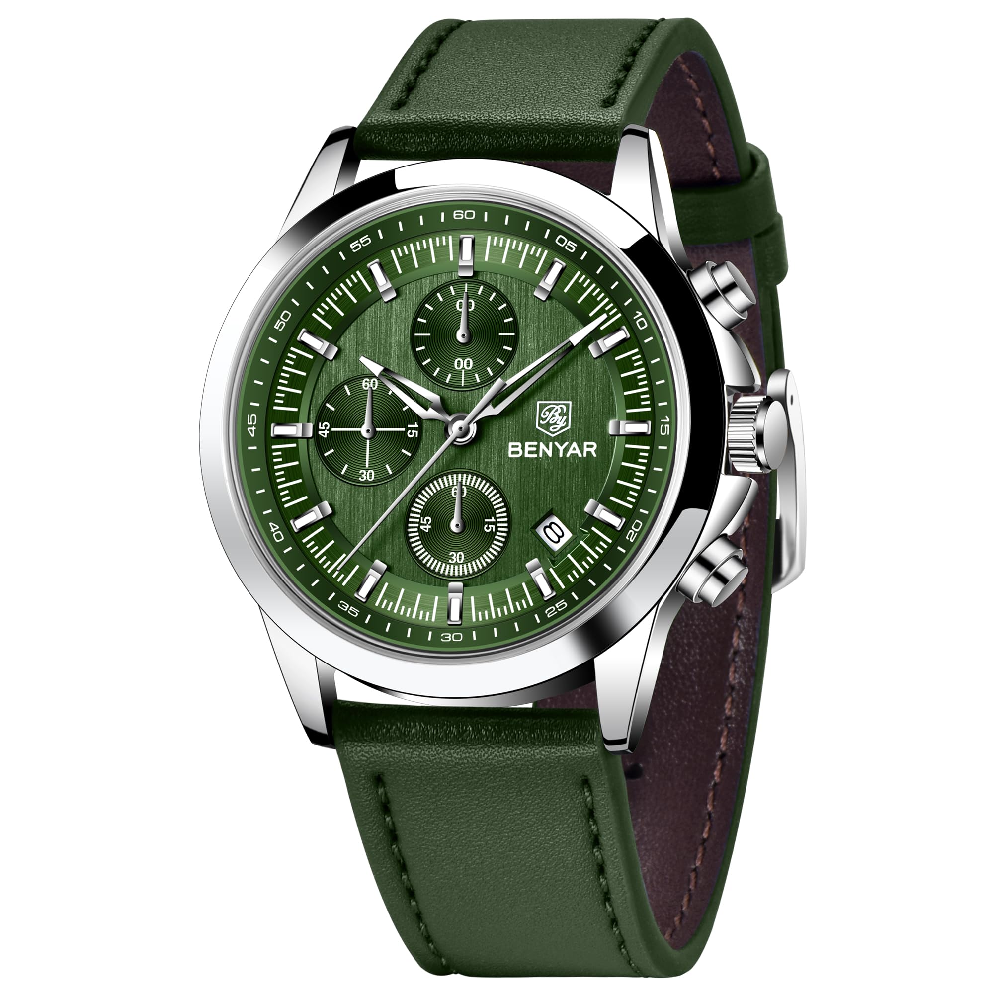 BENYAR Herrenuhr Chronograph Analog Quarz Herren Wasserdicht Leuchtende Datum Armbanduhr Mode Business Kleid Herrenuhr
