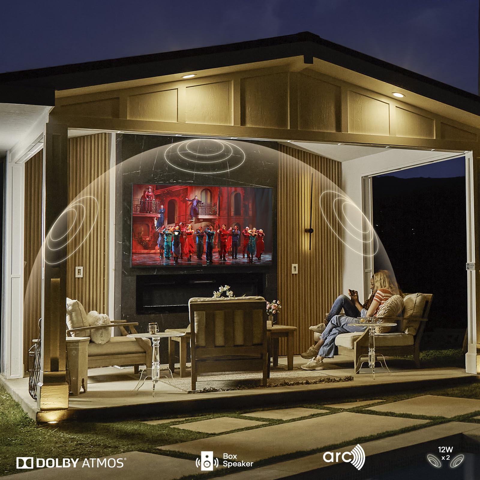 SYLVOX 43" Televisor de Exterior | 4K UHD, 2000 Nits | Google TV, Dolby Atmos | DVB-T2/S2/C HEVC 10, HBBTV, WiFi, IP55 Resistente Outdoor TV al Agua para Jardín, Terraza & Piscina | Pool Pro 2.0