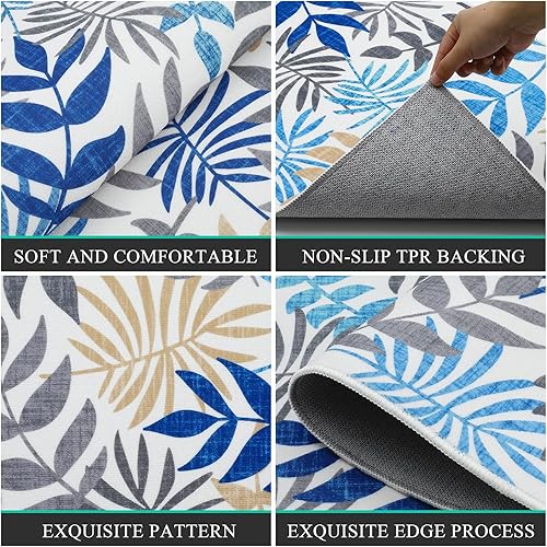 Miniatura 4 de Bsmathom Juego de 3 alfombras de cocina boho, juego de alfombras y tapetes de cocina estilo casa rural, antideslizantes, lavables, alfombras de