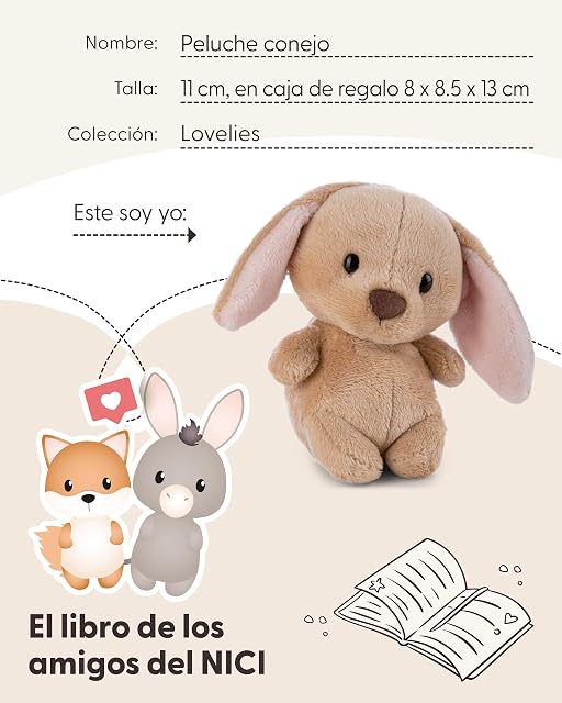 Foto 7 de 8 de NICI Peluche Conejo 11 cm en Caja Regalo 8x8,5x13 cm - Suave y Adorable, Ideal para Regalar - 63502