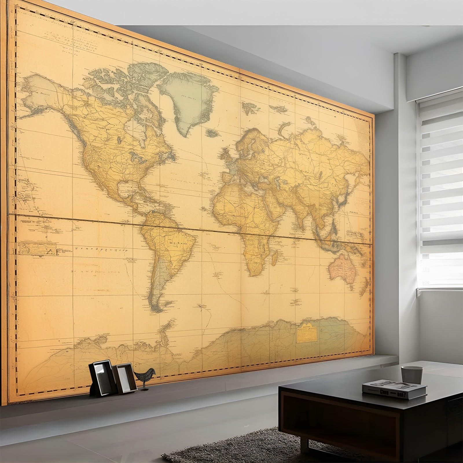 Mural tapeta mapa świata vintage 350 x 256 cm fototapeta fototapeta, włóknina HD artystyczny druk polarowy mural dekoracyjny plakat, do sypialni salonu tło telewizora