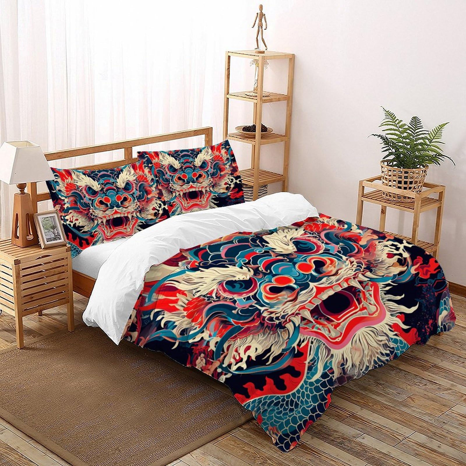 Housse de couette dragon chinois : fini le linge froissé en 260x220