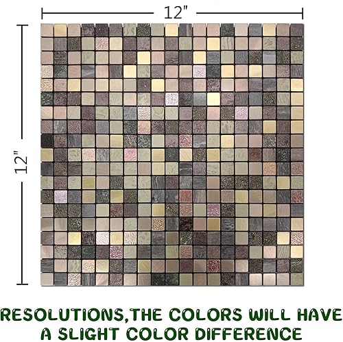 Miniatura 2 de YMMXGE Azulejos de metal para salpicaduras de 10 hojas para despegar y pegar en la cocina, decoración de pared 3D, azulejos de mosaico de aluminio