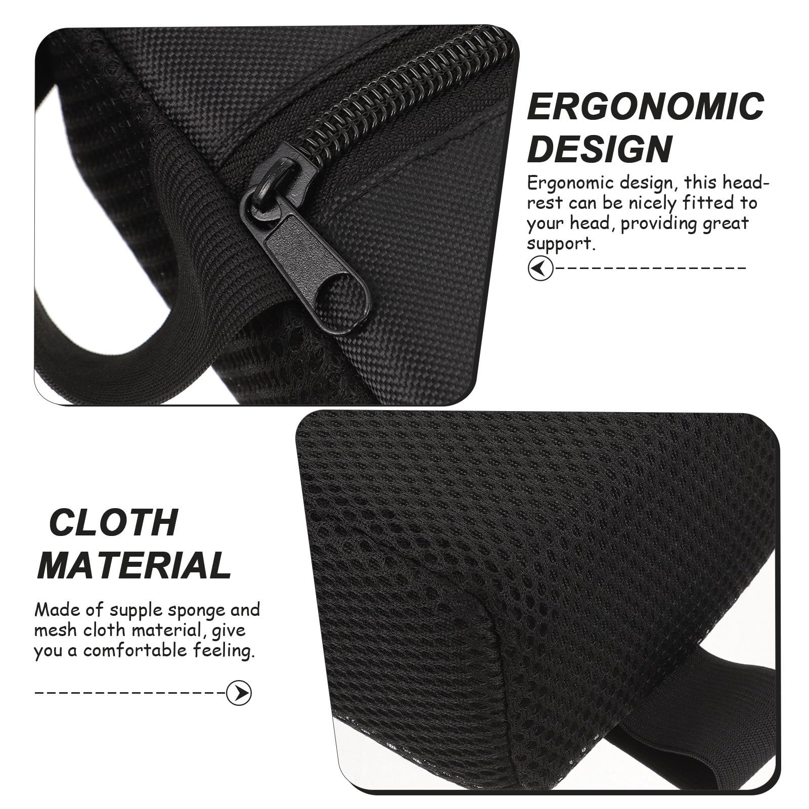 Reposacabezas ómico para Silla de Ruedas Cojín Cabeza Es Transpirable Soporte Cómodo Cuello Accesorio Aadjustable Negro para Uso Diario y Oficina