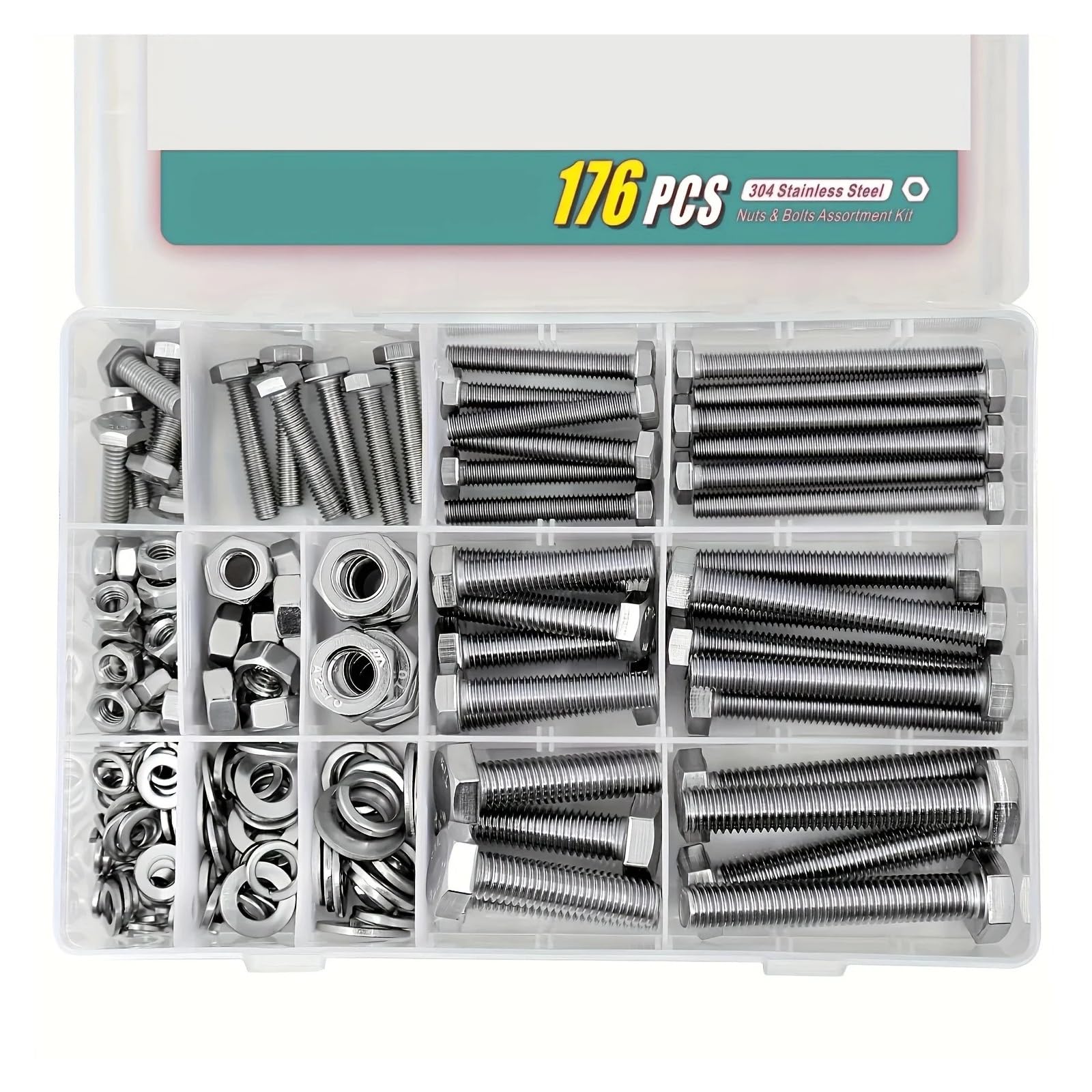 M6 M8 M10 Schwerlast-Schrauben- Und Muttern-Sortiment, Edelstahl 304, Enthält Die 8 Gängigsten Größen(620PCS m4 m5 m6)