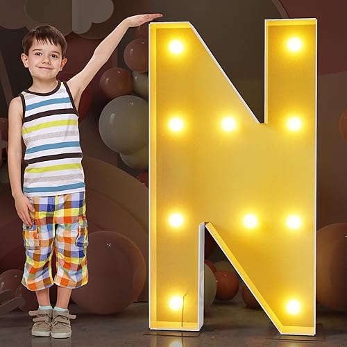 Xiomot Marco de mosaico de letras grandes con luz de marquesina de 4 pies para fiesta de cumpleaños, boda, telón de fondo, decoración de