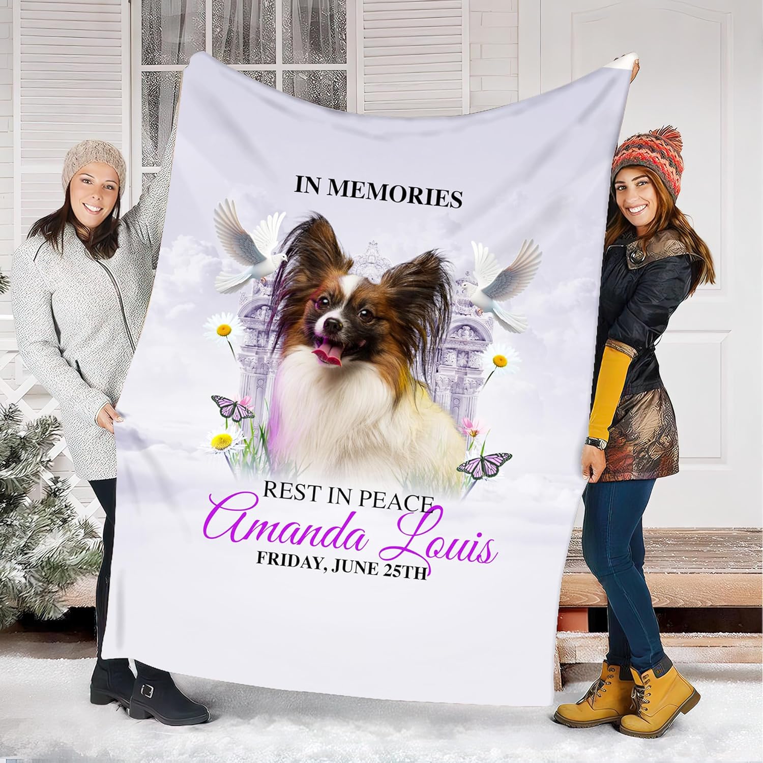 Custom Pet Photo Fleece Blanket, Personalized Pet Blanket, Memorial Day Pet Gift, Custom Name Fleece Throw (Multi 1)