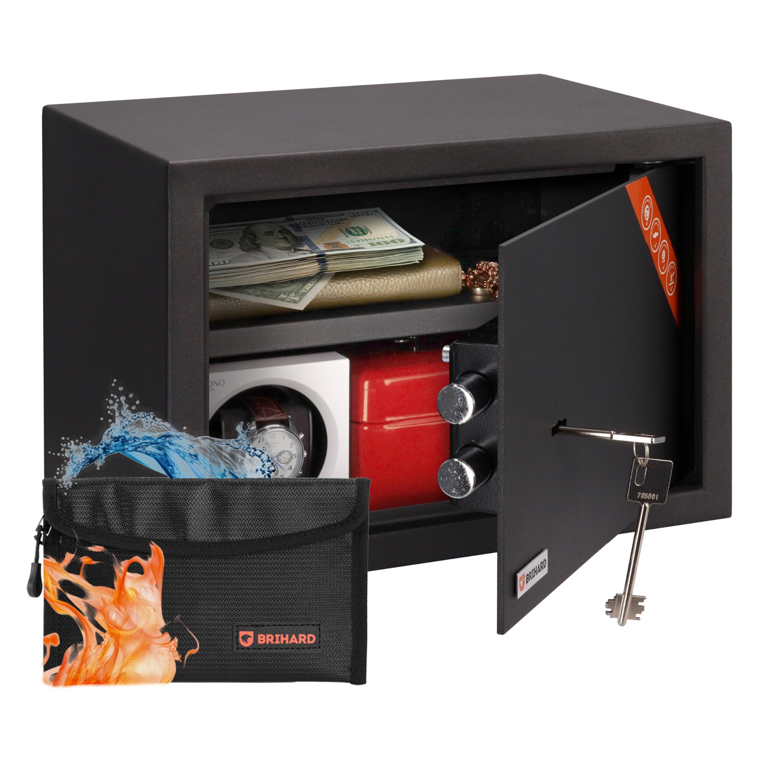 Family Key Safe - 25 x 35 x 25 cm - Home Security Safe with Removable Shelf - Key Lock Storage Safe-picture-22