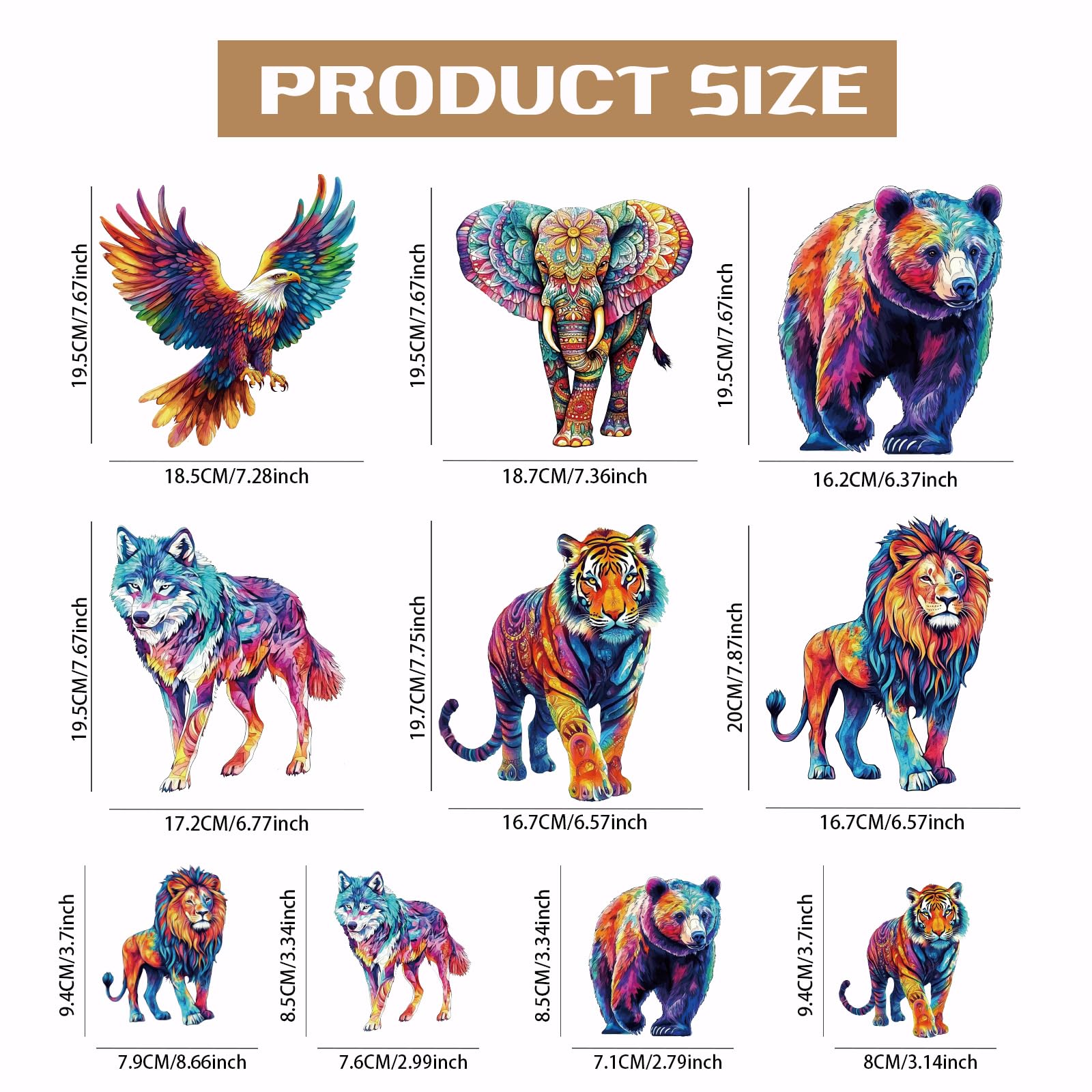 SUPERDANT 4er Set Bügelaufkleber Tiere - Bunte Tier-Motive Für Kleidung & Taschen