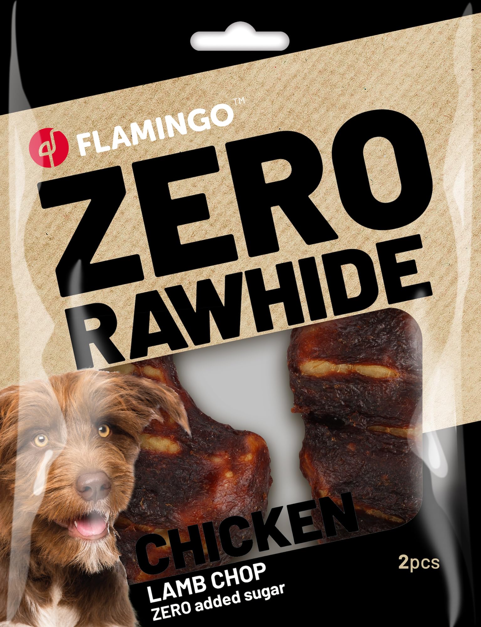 Flamingo Snack | Varietà Zero Rawhide | Vari Sapori | (6x80Gr, Fenicottero Snack Zero Rawhide Cotoletta Di Pollo E Agnello)