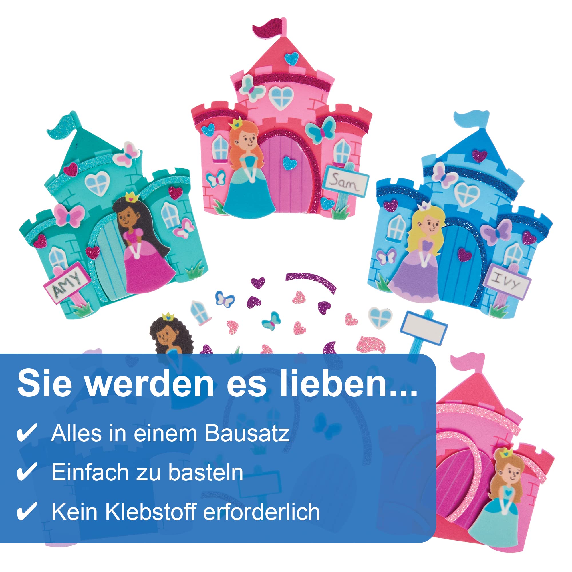 Baker Ross FX459 Kits de Portes de fées clochette – Lot de 4, kit de création de fées en mousse pour les enfants
