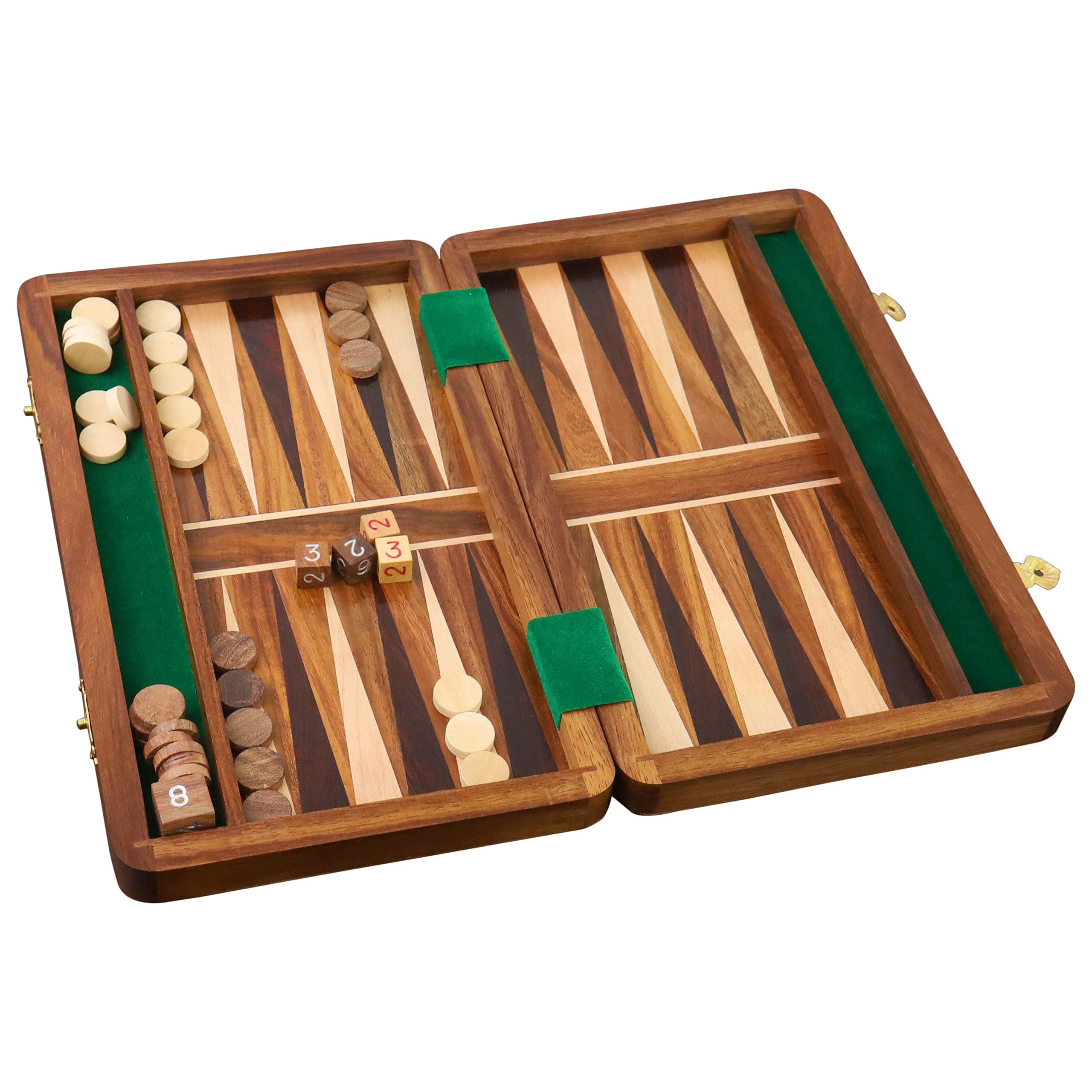 RoyalChessMall-10 "Pezzi di backgammon da viaggio in legno fatti a mano Set da tavolo pieghevole a mano