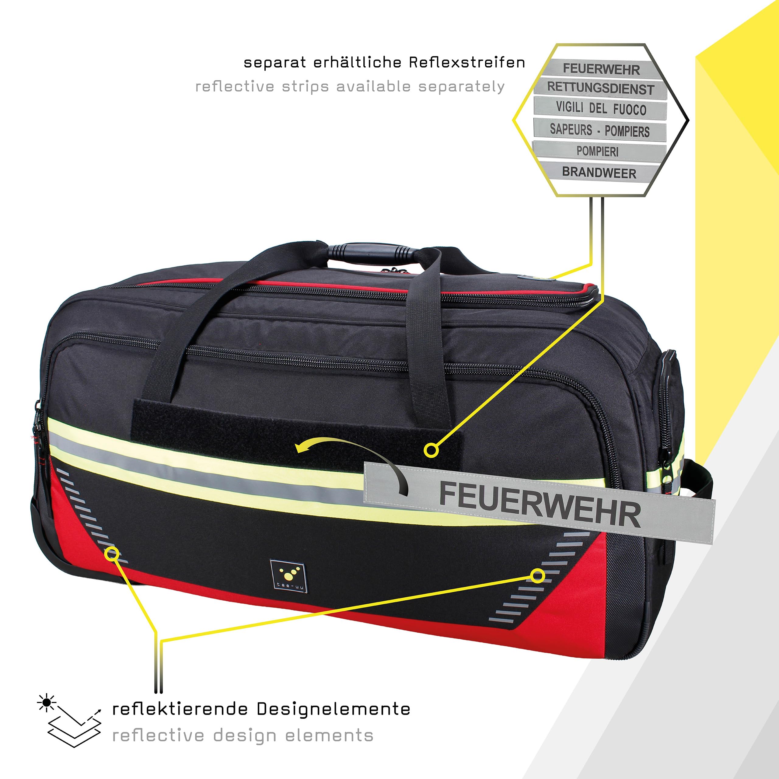 tee-uu TROLLEYBAG EVO Bekleidungstasche | Trolley-Tasche | 90 L Stauraum | Verschiedene Varianten (AB-Feuerwehr)