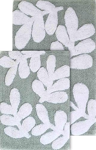 Chesapeake Monte Carlo - Juego de 2 alfombras de baño de piedra lunar y blanco 35142 (21 x 34 pulgadas y 17 x 24 pulgadas)