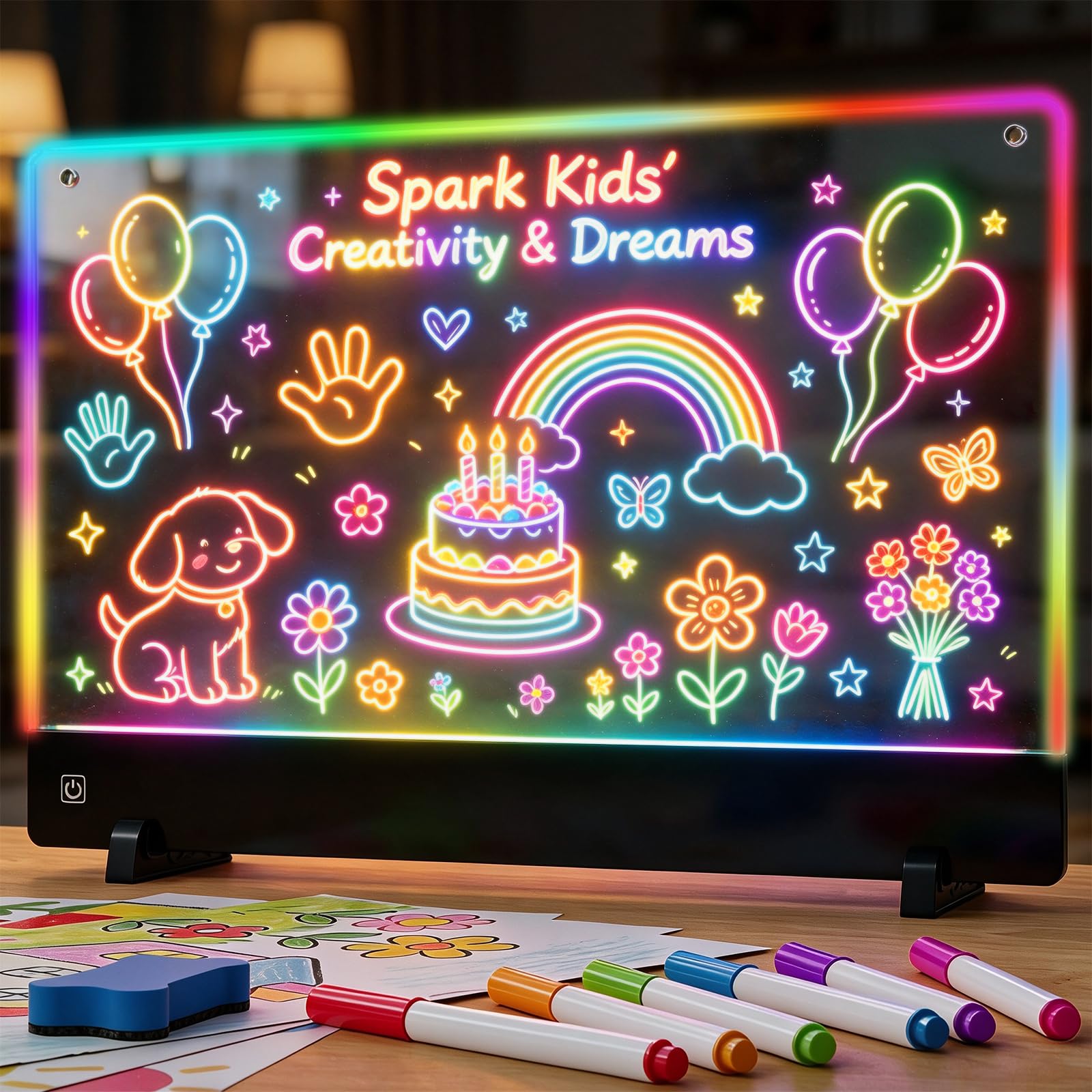 16.6" LED Drawing Board for Kids, Rechargeable Light Up Drawing Tablet