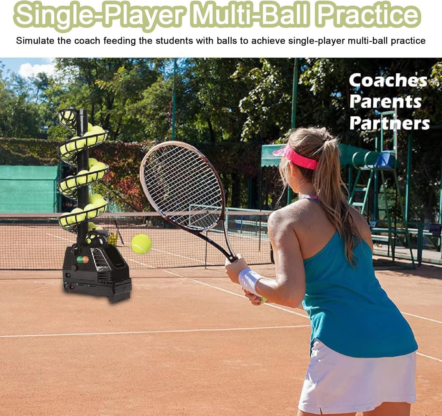 Máquina de pelotas de tenis con lanzamiento ajustable, portátil, oscilación, alimentación precisa, liberación de 3.5 segundos, 110 V/240 V, batería de 10 horas de duración para adultos y niños