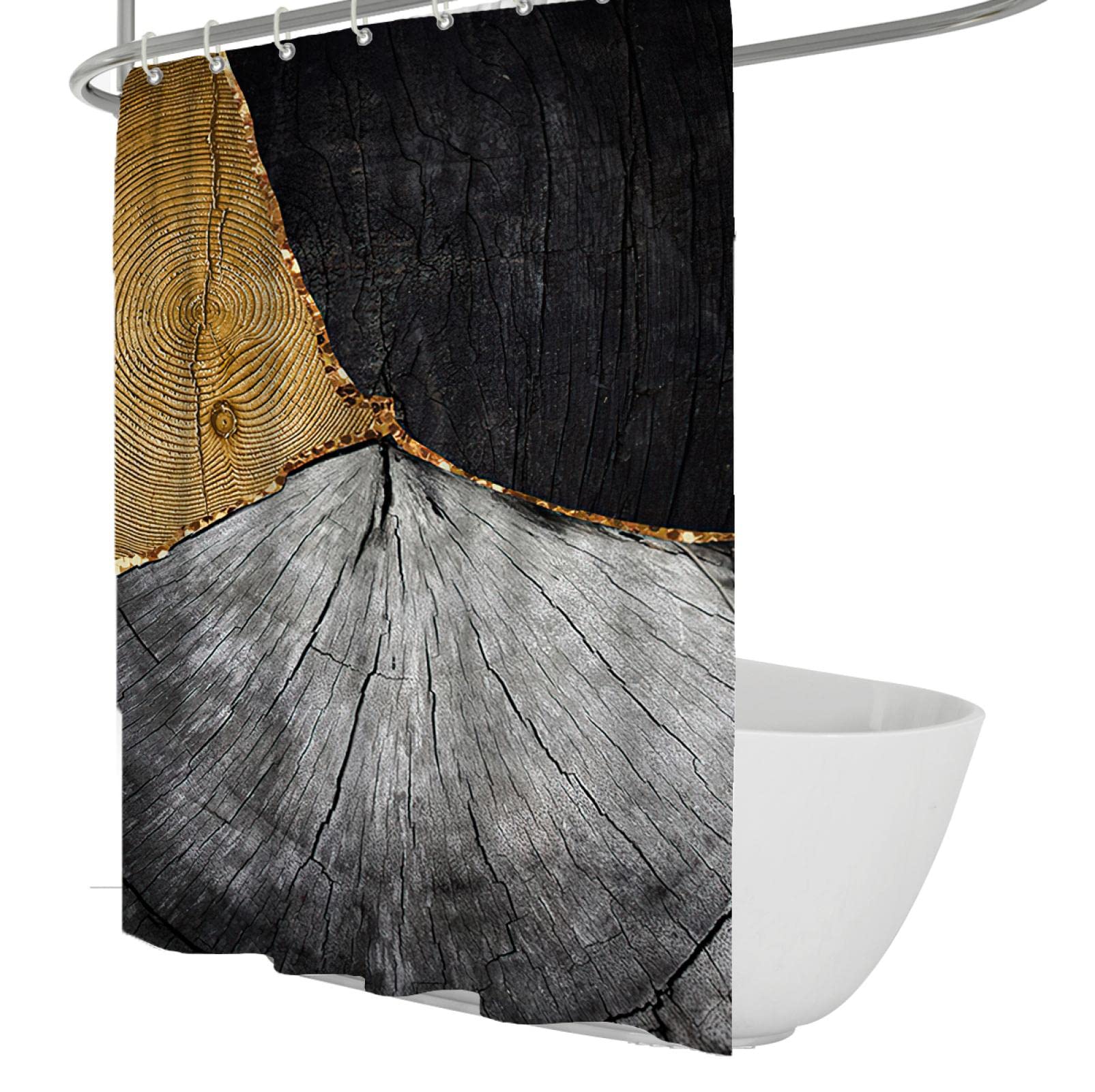 Rideau de douche pour salle de bain moderne et propre, rideau de bain lavable gris et marron